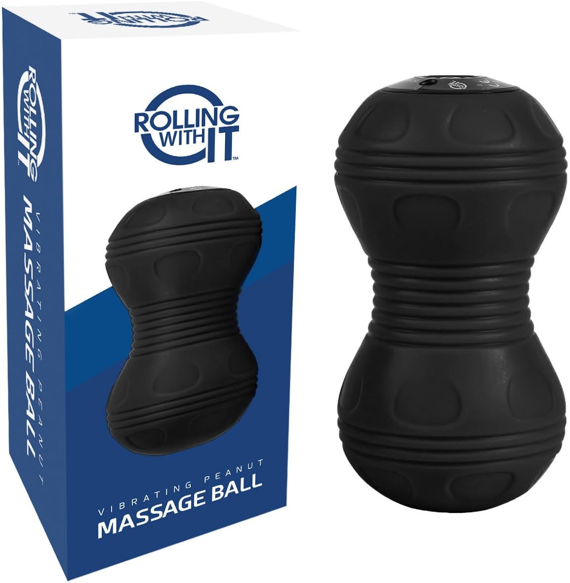Vibrating Peanut Massage Ball, Deep Tissue, Black | Vibrating peanut, 4 intensity levels, Cordless & rechargeable, Auto shut-off, For neck, back & feet, Deep tissue relief