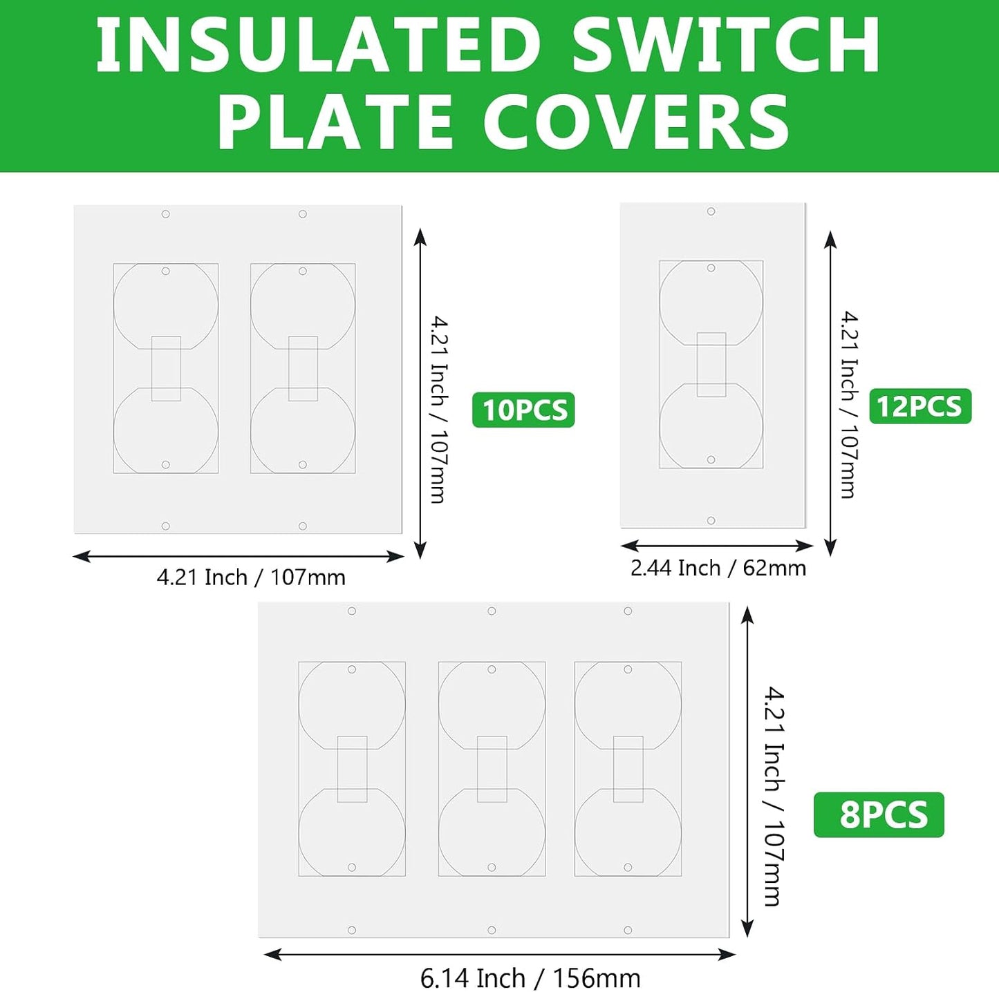30Pack Outlet Insulation Pads, Wall Plate Gasket Draft Stopper Seal | 3 Sizes for Single Double Triple Plates, 3mm EVA Foam, No-Tool Install, Thermal Sound Energy Saver