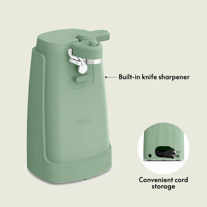 bella Automatic Can Opener, Hands Free, Battery Operated, Cordless, Stainless steel blade to open any Size Can with Magnet to Safely Remove Lid, Seamless Opening Decreases Sharp Edges, Slate