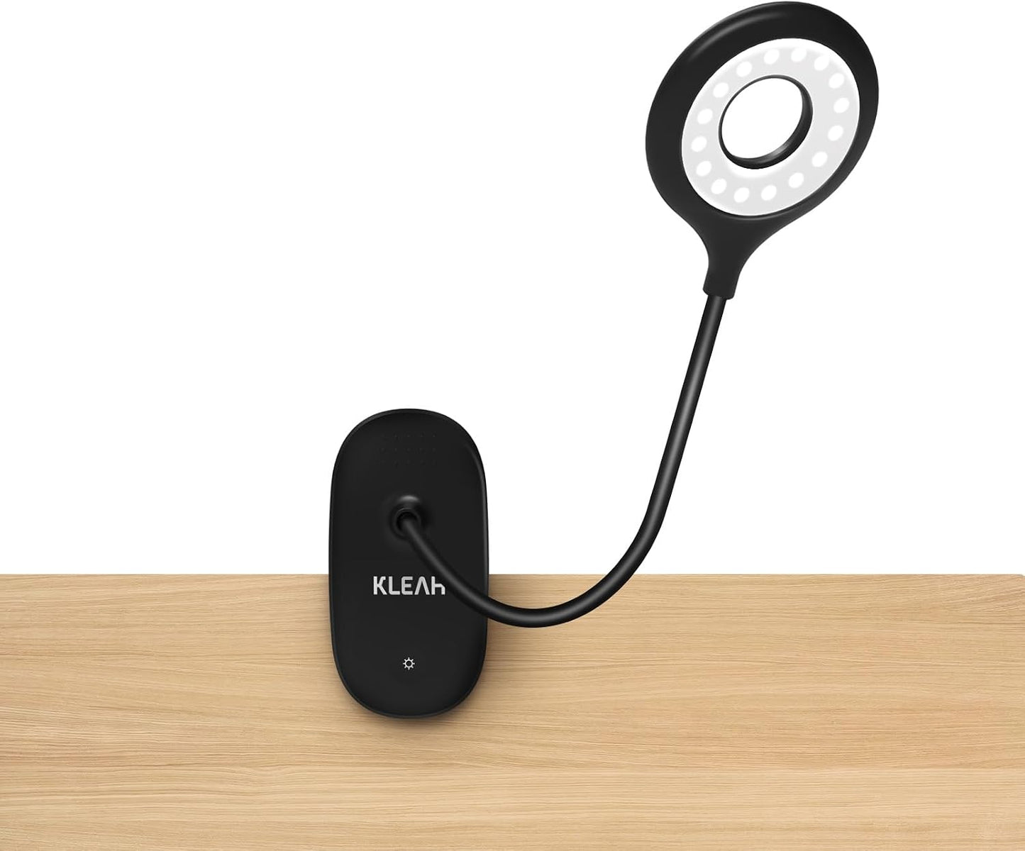 KLEAH Clip on Light for Bed & Desk, Reading in Bed, Dorm, Battery Operated Rechargeable Clamp Lamp for Headboard, Eye-Caring LED Light with 3 Brightness Modes & Flexible Gooseneck (Black)