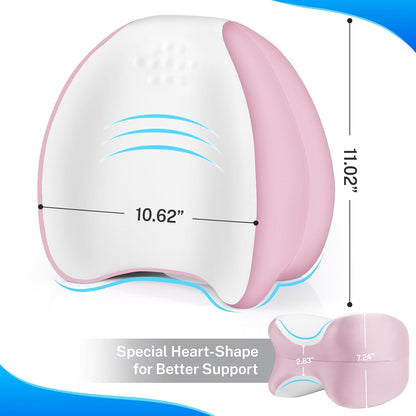 Knee Pillow for Side Sleepers, Leg Pillow with Cooling Cover, Memory Foam Body Pillow for Side Sleeping, Heart-Shape Cushion for Hip, Back & Sciatica Pain Relief, Grey