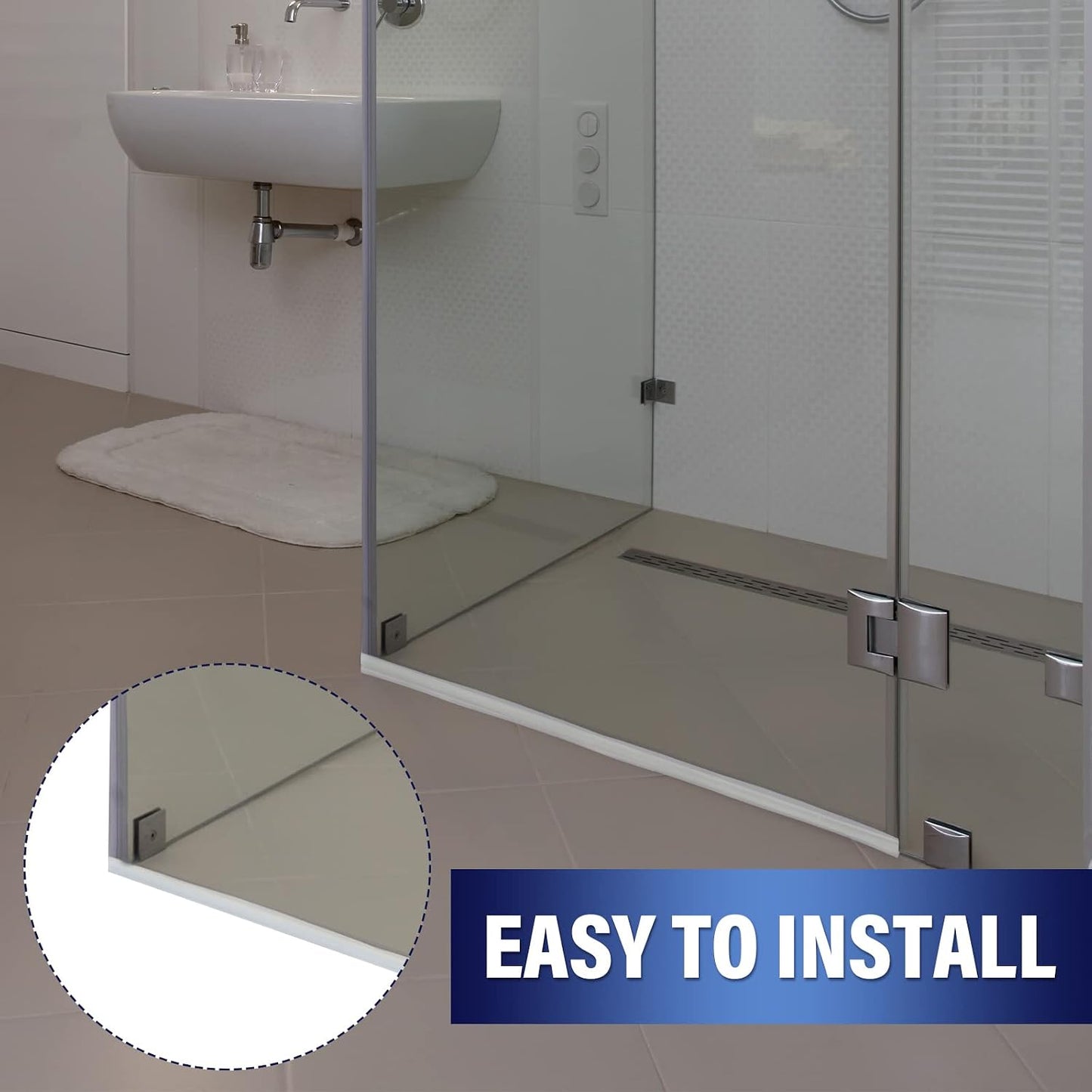 Treela 108-Inch 1" T-Slot Shower Door Seal Strip | Flexible silicone blocks leaks/splashes and replace old, cracked, loose, or missing door sweeps