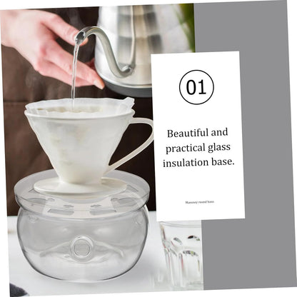 Ipetboom Glass Teapot Warmer Base Heat Preservation Holder with Ventilation White and Transparent Glass Tea Heater for Home Office Tea House Coffee Shop