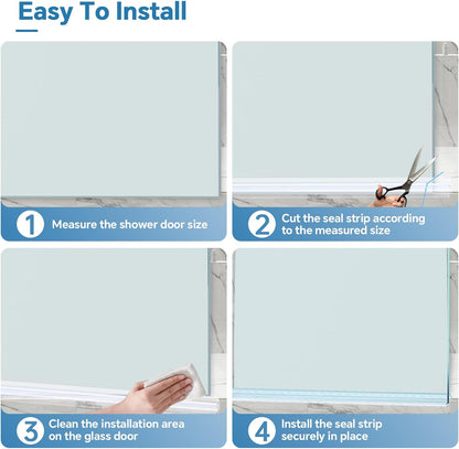 Shower Door Bottom Seal Strip, 2PCS Seal Strip, Ultra Clear PVC, 36" Length, Fits 6mm Thick Glass, Prevents Leaks, Easy Installation, No Adhesive Required (Ultra Clear, 36in for 1/4"(6mm) Door)