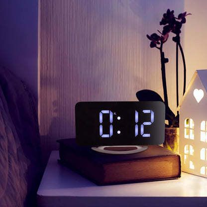 BETOOKY Vibrating Bed Shaker Alarm Clock Dual Digital Alarm with Large RGB Mirror Display for Heavy Sleepers Bedroom Office Use