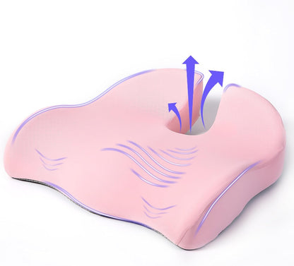 Ergonomic Seat Cushion, Office Chair Cushion for Sciatica Support, Pink
