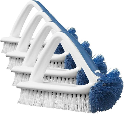 Unger 2-in-1 Grout and Corner Scrubber Brush Tool, Crevice Bathroom Cleaning Supplies for Showers, Door Tracks, Tile, and Bathtubs, Household 360-Degree Scrubbing Power