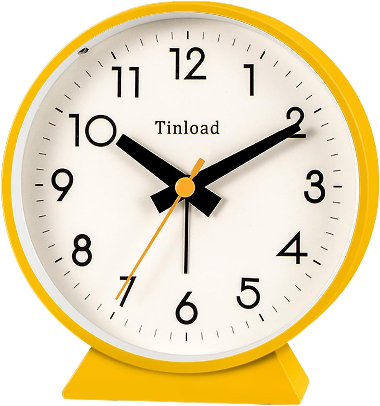 Tinload 4.5" Battery Operated Analog Alarm Clock, Small Silent Bedside Desk Clock with Night Light, Blue