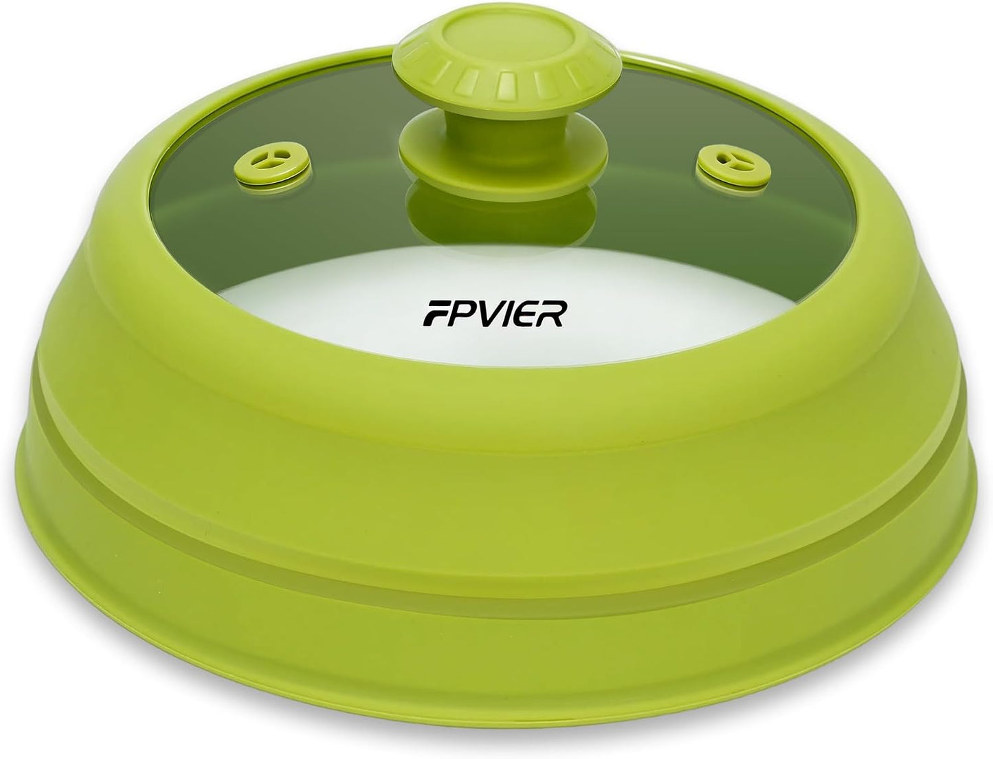 Microwave Splatter Cover, Vented Silicone & Glass Anti-Splatter Lid with Handle, Collapsible Food Plate Cover Fits 6–11 Inch Plates and Bowls (Black, 10.8inch)