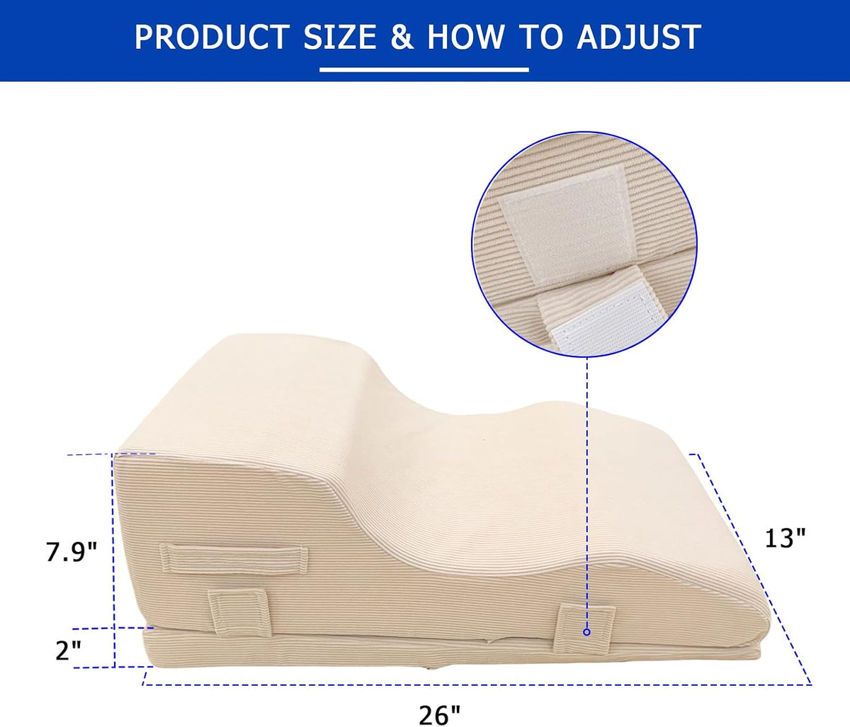 Adjustable Height Leg Elevation Pillow,Removable Knee Insert for Recovery