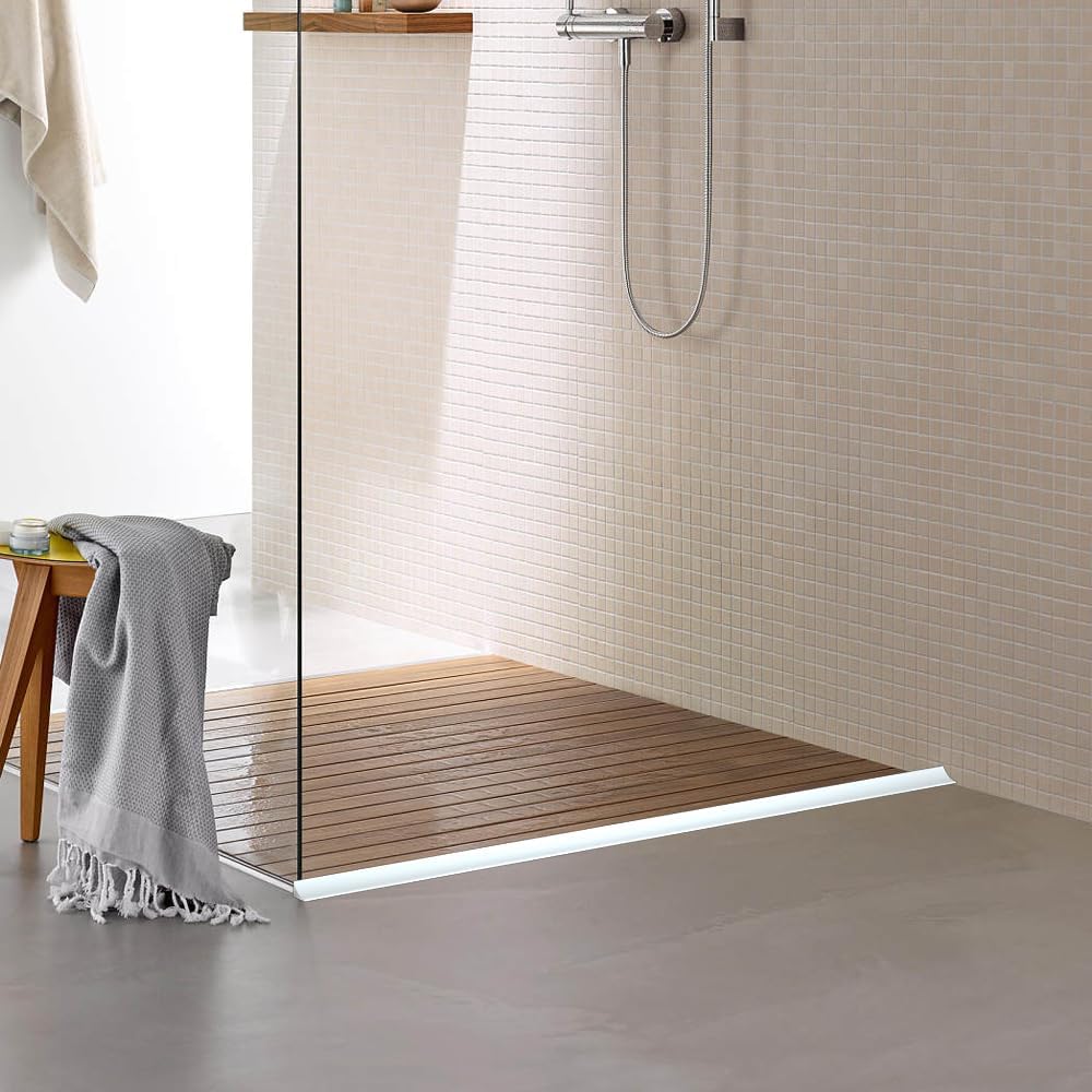 39 Inch Shower Threshold Water Dam Barrier,Transparent | Flexible Silicone Shower Door Bottom Seal for Water Stopper,Self Adhesive Water Blocker for Bathtub Countertop