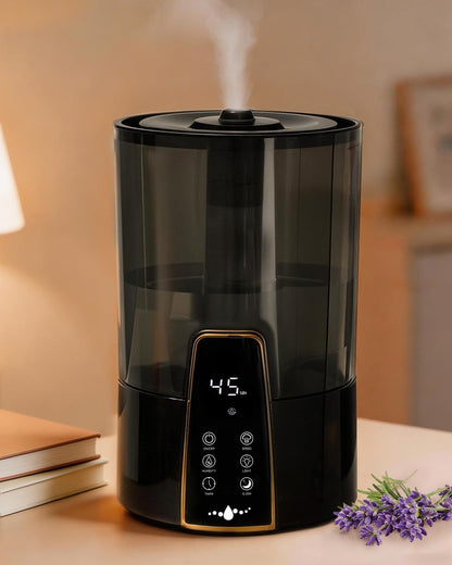 YOKEKON Humidifiers for Bedroom,1.06Gal(4L) Dishwasher Safe Design Easy to Clean,Top Fill,Night Light,Aroma Diffuser,Humidity Control,12H Timer,Sleep Mode,3 Level Mist,360° Nozzle,Home,Nursery,Black