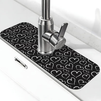 Abstract Flower Blooming Floral Watercolor Kitchen Sink Splash Guard Faucet Mat Super Absorbent Fast Drying Mat Sink Gadgets-Fast Drying Pad Sink Mat For Kitchen Bathroom (15" X 5.5" )