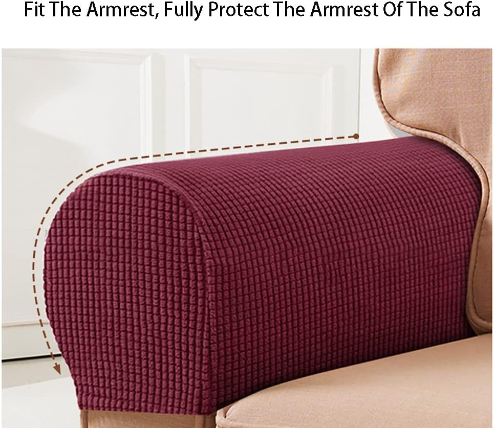 LINGXIYA Stretch Plush Armrest Covers, Spandex Armrest Slipcovers, Set of 2