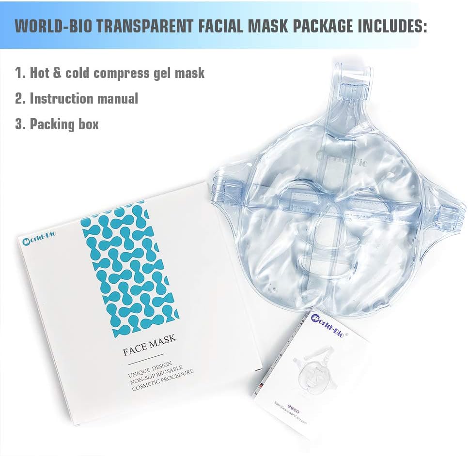 Face Ice Pack/Ice Mask for Face & TMJ Relief, Reusable Hot Cold Gel Pack for Post-Surgery Recovery, Puffy Eyes, and Swelling, Full Coverage Ice Mask (White)