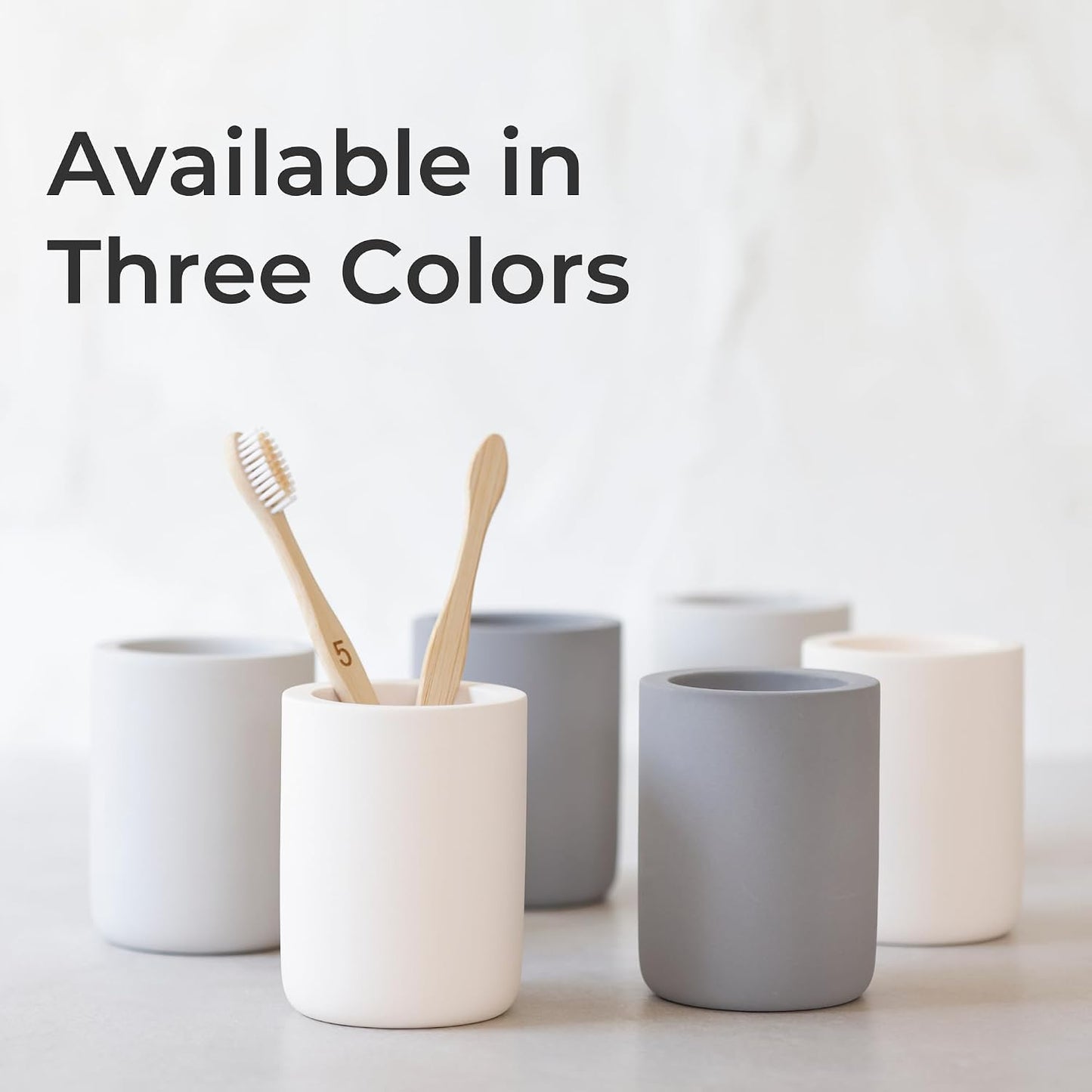Diatomite Drying Stone Toothbrush Holder, Modern Ceramic-Look Countertop Cup with Drainage for Bathroom, Quick Drying Electric Toothbrush & Toothpaste Organizer, Stoneware Finish