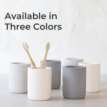 Diatomite Drying Stone Toothbrush Holder, Modern Ceramic-Look Countertop Cup with Drainage for Bathroom, Quick Drying Electric Toothbrush & Toothpaste Organizer, Stoneware Finish