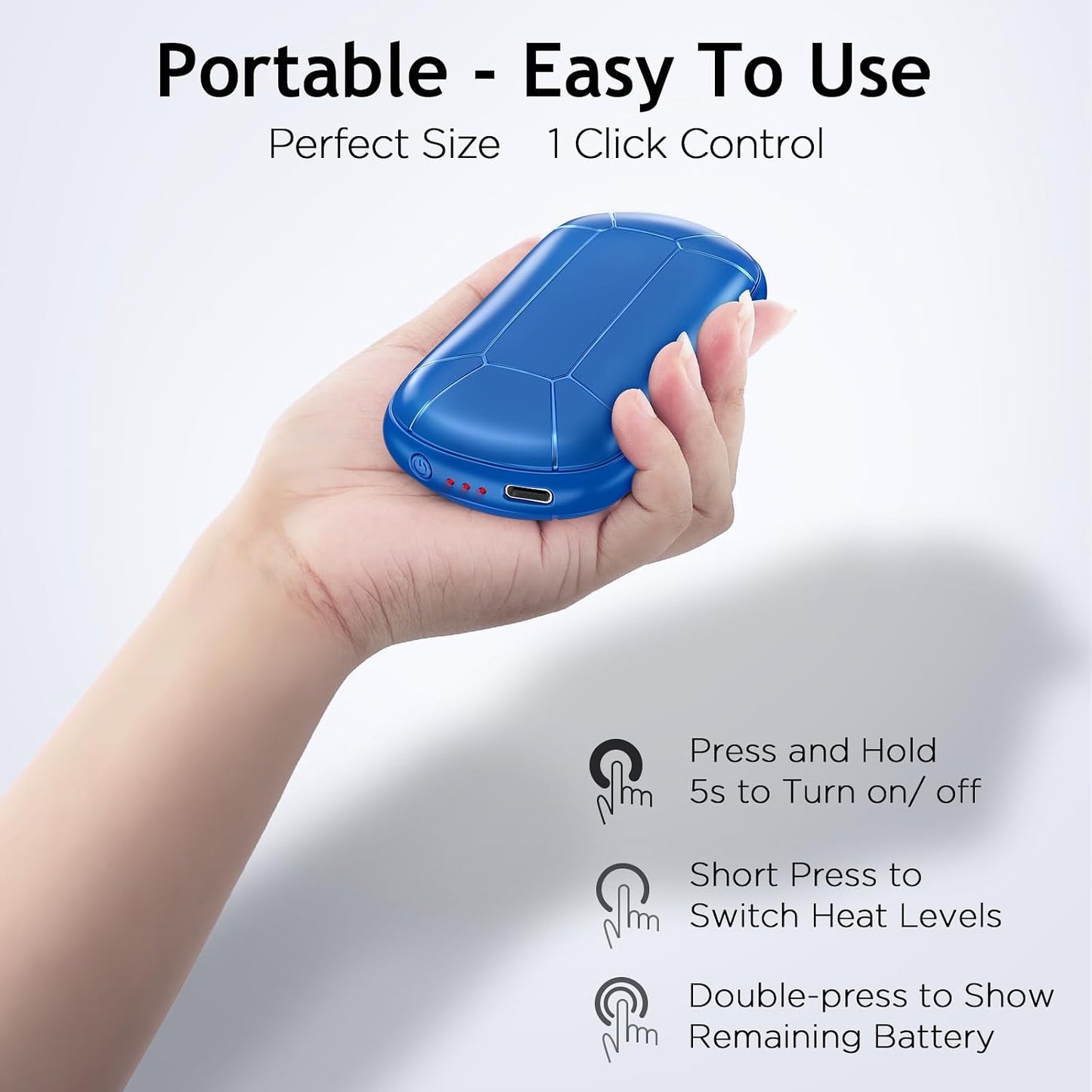 Hand Warmers Rechargeable, Portable Electric Hand Warmer, Double-Sided Heating USB Pocket Heater Therapy Great for Raynauds, Hunting, Golf, Camping, Women Mens Gifts