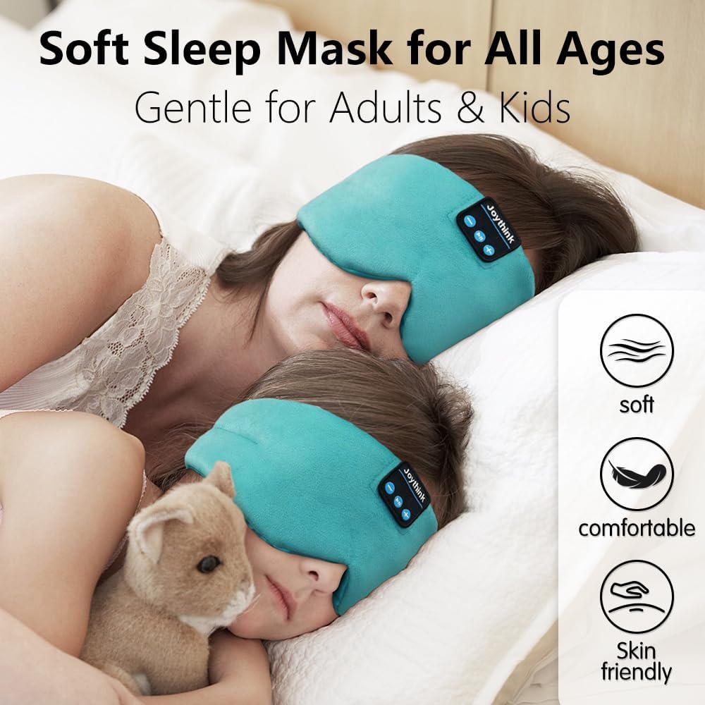 Joythink Sleep Headphones Bluetooth Sleep Mask Silk Headband Earphones Bluetooth Eye Mask for Sleeping On Side Blackout Soft Sleep Earphones Music Kids Children Eye Cover Purple