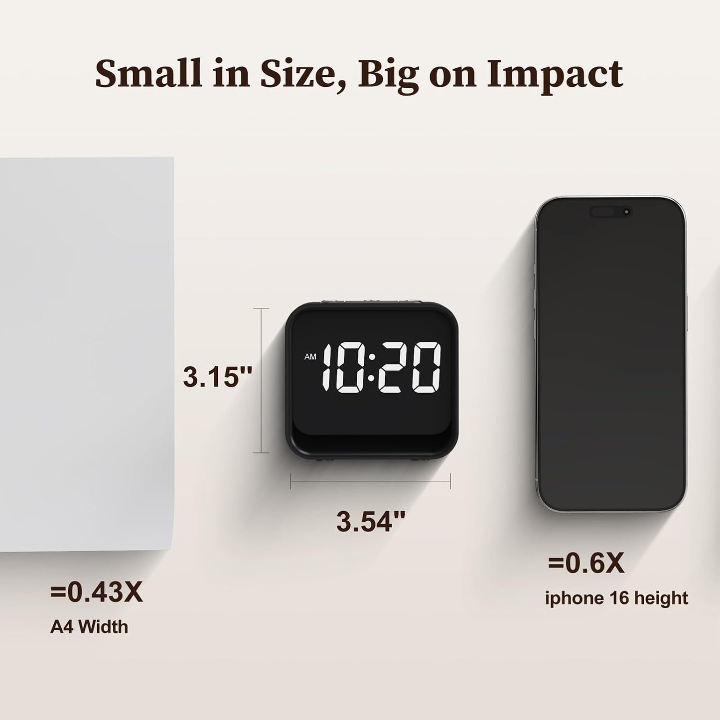 Housbay Wooden Sound Machine Alarm Clock for Bedrooms - Gentle Wake-Up with Birdsong, White Noise for Sleeping, Small Digital Clock for Phone-Free Routine
