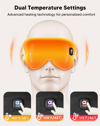 arboleaf Heated Eye Mask, Cordless Rechargeable Warm Eye Compress, Temperature Control, Light Blocking, Washable Cover & Travel, 1000mAh Rechargeable Battery