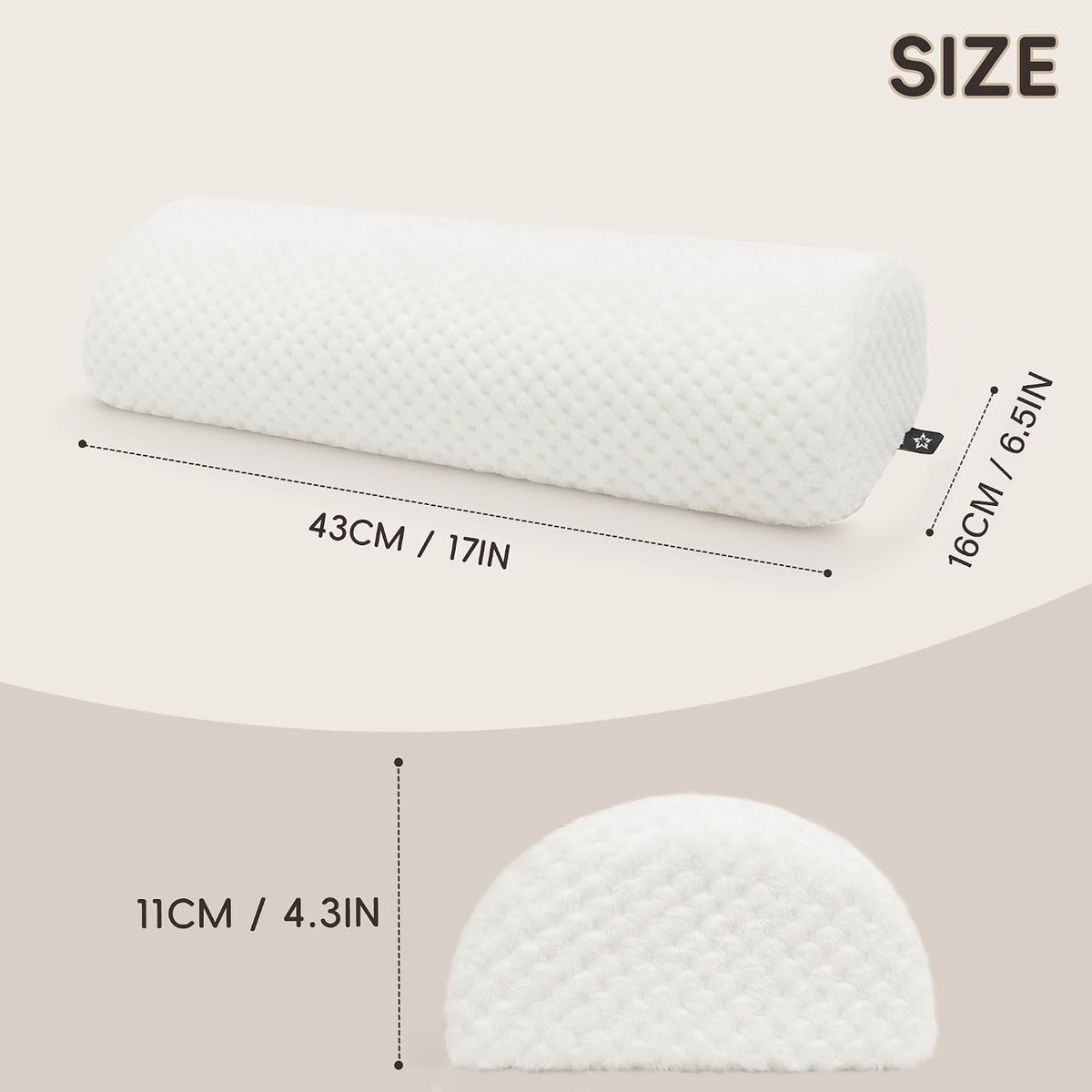 SPRING SEAON Half Moon Bolster Knee Pillow for Back Sleeping Memory Foam Leg Pillow for Ankle and Foot Comfort Under Knee Pillow for Side Sleepers Machine Washable Cover(17" x 7.5" x 4.3")