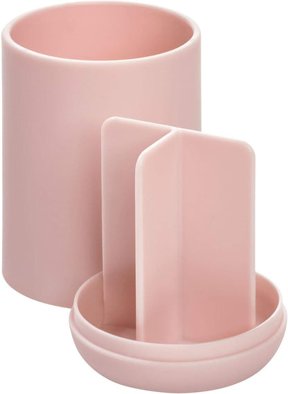 iDesign Cade Collection Toothbrush Holder, 3" x 3" x 4.5", White/Gray | For Normal Toothbrushes, For Spin Brushes, For Toothpaste