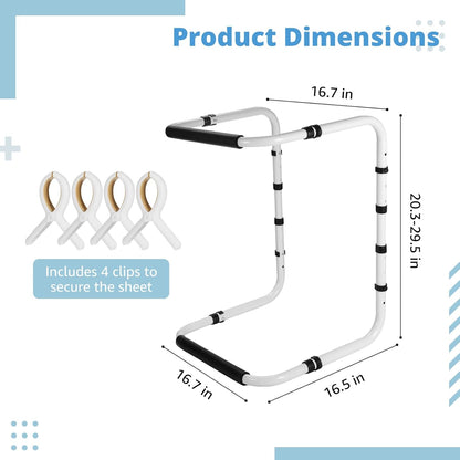 Blanket Lifter for Feet, Adjustable Bed Cradle Blanket Support Frame for Foot, Leg, Knee, Toe and Ankle Pressure Relief, Carbon Steel Bed Lift Aid for Post Surgery, Injury Recovery&Home Care, 4 Clips
