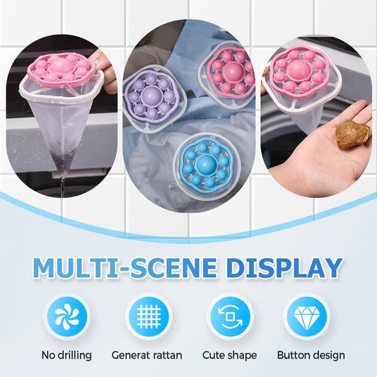 3PCS Floating Hair Filtering Mesh Removal, Reusable Lint Catcher for Washing Machine Wool Device, Pet Hair Remover Hair Filter Cleaning Mesh Bag (Mix)