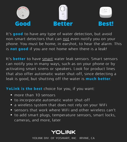 YoLink Water Leak Starter Kit: Hub + 6 Leak Sensor 1 (Silent), LoRa Long-Range, App/SMS/Email Alerts, D2D Offline Triggers, 2 AAA Up to 5-Year Battery, Compatible with Alexa/IFTTT/Home Assistant