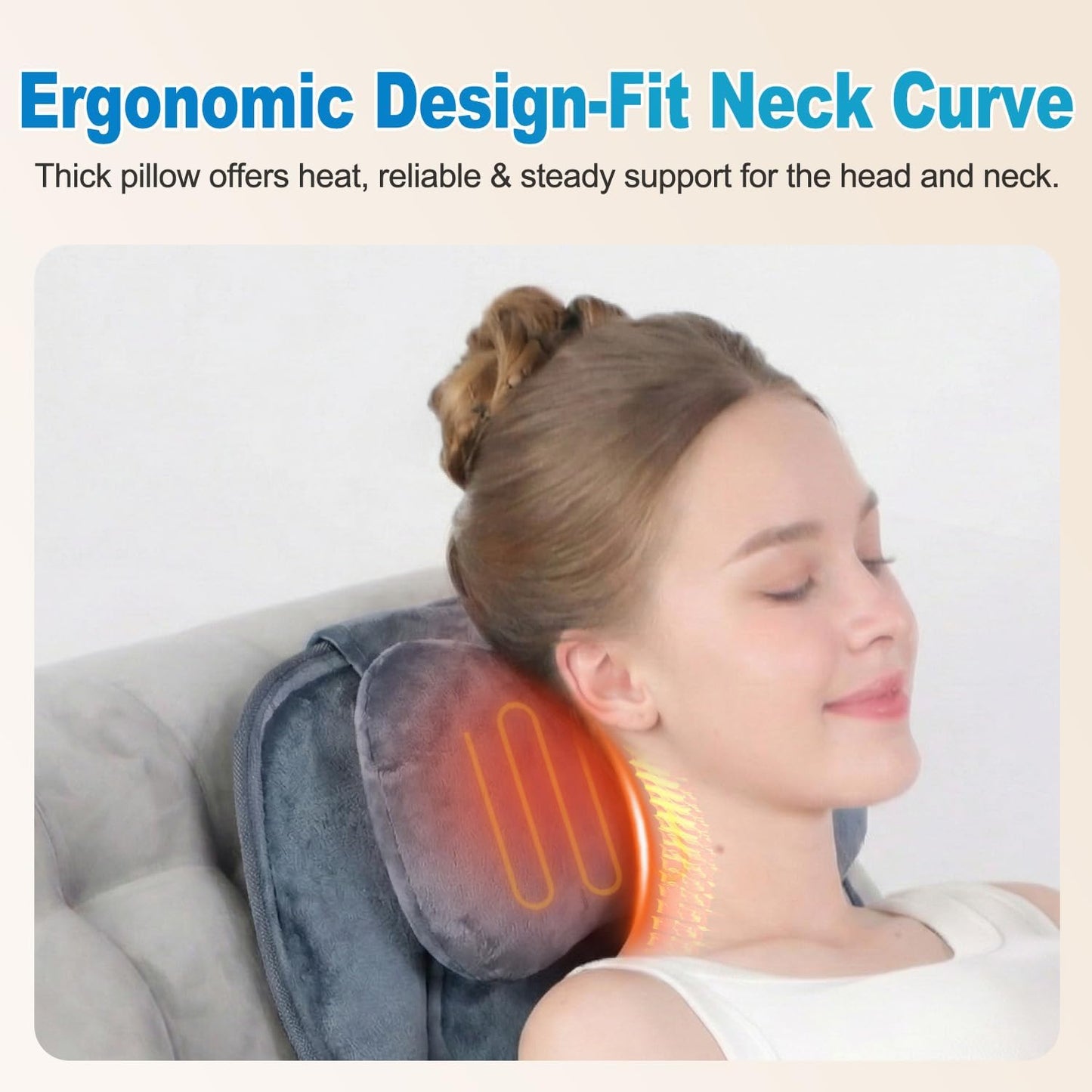 Back Massager with Soft Plush Fabric Cover, Massage Seat Cushion with 8 Vibration Motors & 2 Heating Levels, Chair Massager for Recliner, Office Chair, Sofa Use