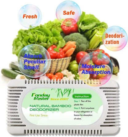 2Packs Fonday Bamboo Charcoal Refrigerator Deodorizer, Odor Eliminator | Reusable air freshener, More effective than baking soda, For fridges freezers, coolers & lunch Boxes