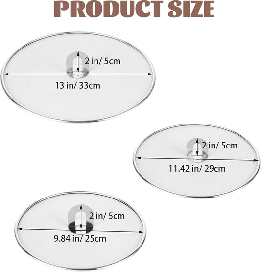 SHUESS 6 Pcs Splatter Screen for Frying Pan, Stainless Steel | Grease Splatter Guard with Foldable Knob for Cooking, 3 Sizes of Splatter Guard for Frying Pan, Set of 3(9.84", 11.42", 13")