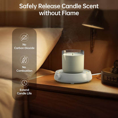 Coffee Mug Warmer for Desk Auto Shut Off, Candle Wax Melt Warmer for Jar Candles, Safely Releases Scents Without Flame, Electric Self Heated Plate for Heating Milk, Tea, Hot Chocolate (White)