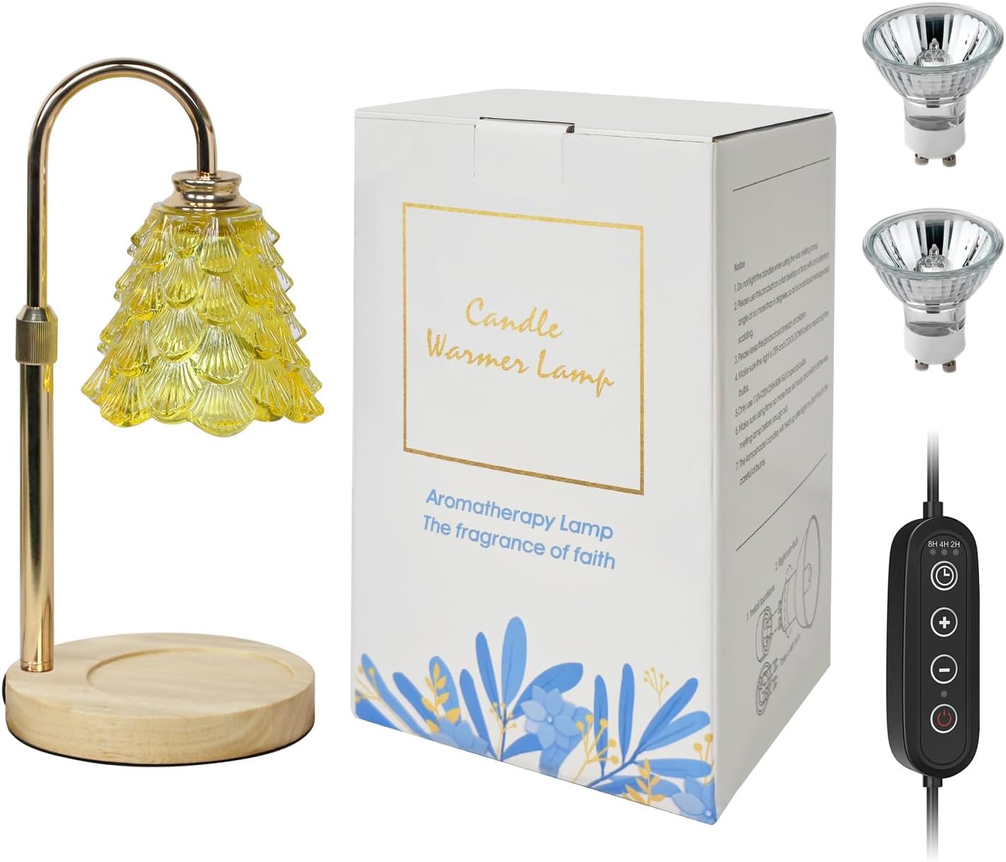 Fragrance Candle Warmer Lamp with 2 Bulbs Electric Candle Warmer with Timer & Dimmer for Home Decor