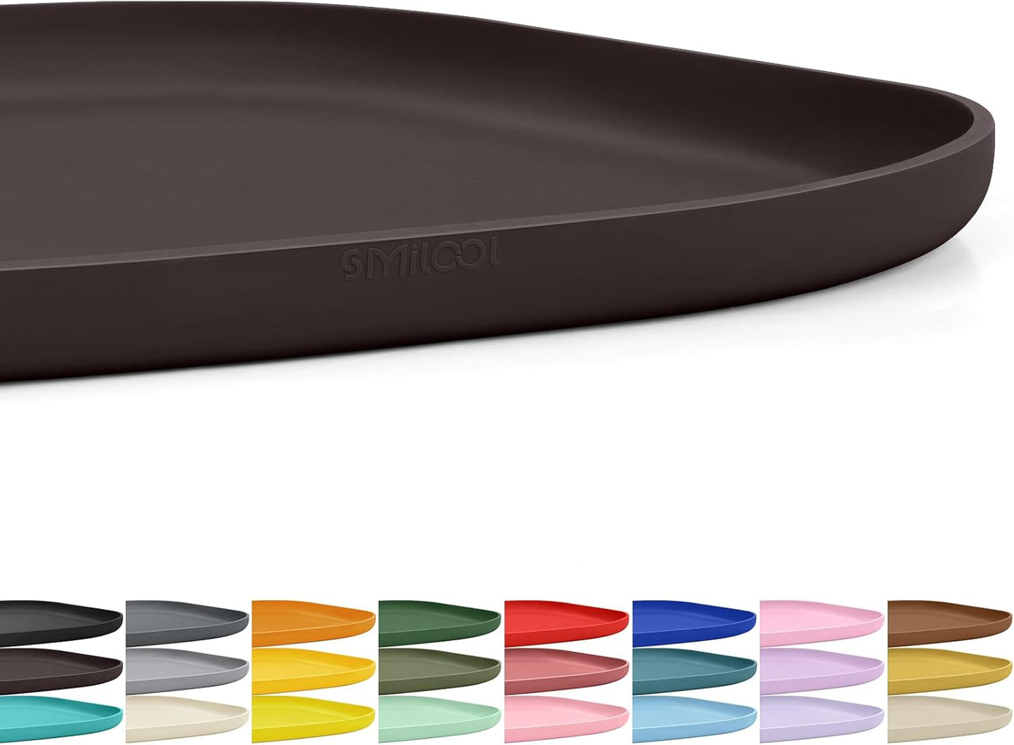 SMILOOL Waterproof Silicone Pet Food Mat with Raised Edge for Dog & Cat | 19" x 12" Non-Slip Pet Feeding Mats with Lip for Food & Water Bowl, Food Grade, Easy Cleaning, Black