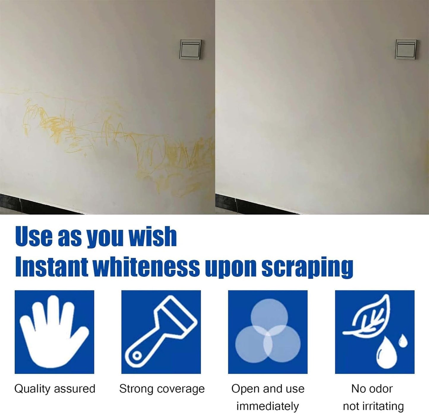 Drywall Repair Kit – Wall Repair Paste for Cracks & Holes, Fast-Drying Spackle with Scraper & Sandpaper, Multi-Purpose Wall Mending Compound for Indoor Outdoor Use (1 Pack)