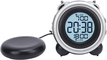 Dioche Vibrating Alarm Clock with Bed Shaker Adjustable Volume Strong Vibration Wake Up Heavy Sleepers LED Display ABS Battery Powered