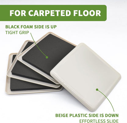 Furniture Sliders for Carpet 8 PCS - 3 1/2" Brown | Furniture Moving Sliders, Carpet Sliders for Furniture, Square Furniture Movers Sliders - Move Your Furniture Easily & Safely