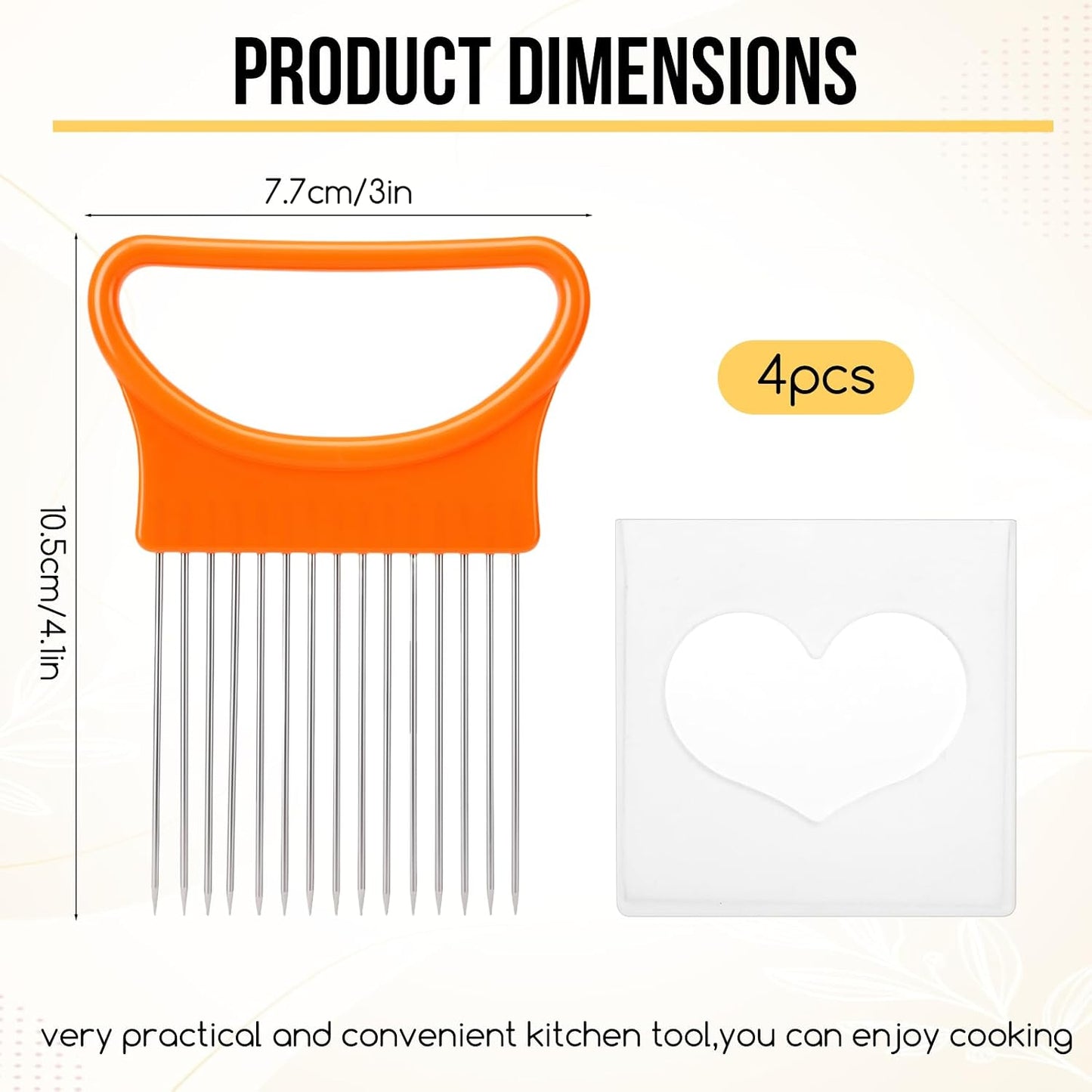 4 Pcs Onion Holder Slicing with Protective Cover, Assistant ToolStainless Steel