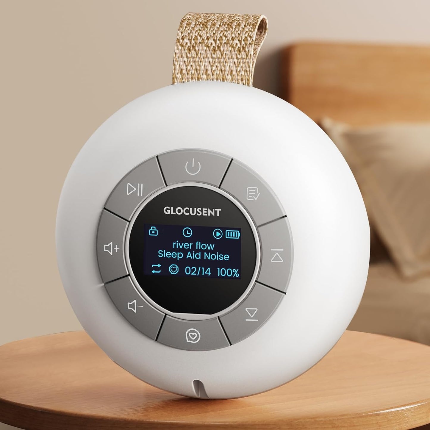 Glocusent 3-in-1 Portable Baby Sound Machine, White Noise Machine for Sleeping, Night Light & Phone Connected Speaker 34 Sounds Timing Function 1000mAh Large Battery Designed for Travel