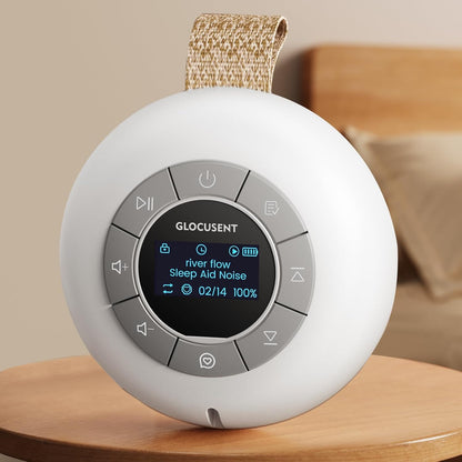 Glocusent 3-in-1 Portable Baby Sound Machine, White Noise Machine for Sleeping, Night Light & Phone Connected Speaker 34 Sounds Timing Function 1000mAh Large Battery Designed for Travel