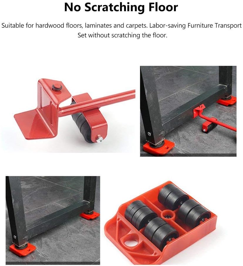 Furniture Moving & Lifting Tool Set, Movers with 360° Swivel Wheels, Lifter for Bed, Sofa, Heavy Appliances, Home & Professional Use, Supports Upto 600 lbs NOT Suitable for Carpets (14)