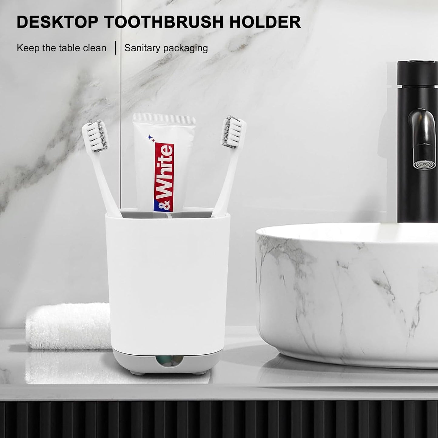 Toothbrush Holder for Bathroom,Plastic Detachable for Easy Cleaning Multi-Functional Storage,3 Slots Anti-Slip Electric Toothbrush and Toothpaste Organizer Caddy for Bathroom Vanity,Countertop (Grey)