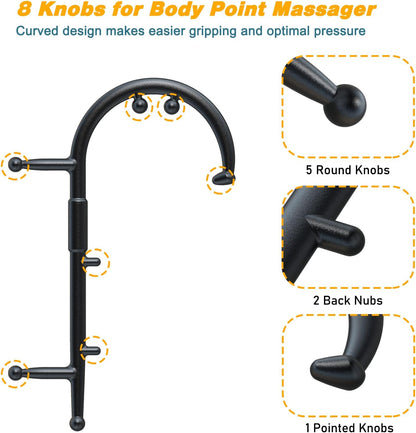 BVN Detachable Trigger Point Massage Cane – Manual Back & Shoulder Hook Massager for Pain Relief, Deep Tissue Self Massage Tool for Muscle Knots in Neck, Back, Legs & Feet