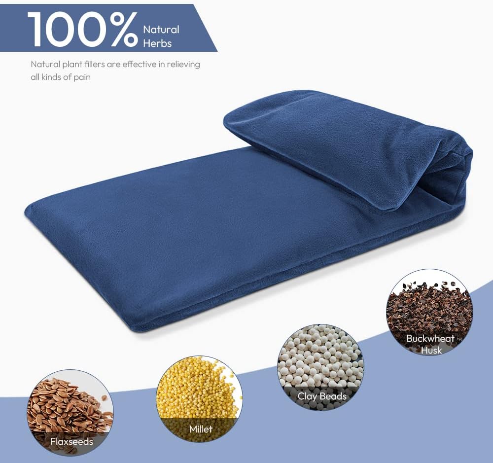 MORLIDEN Neck Heating Pad Microwavable for Shoulders, Warmer Wrap Microwave Heating Pad for Neck and Shoulders for Pain Relief (Navy Blue)