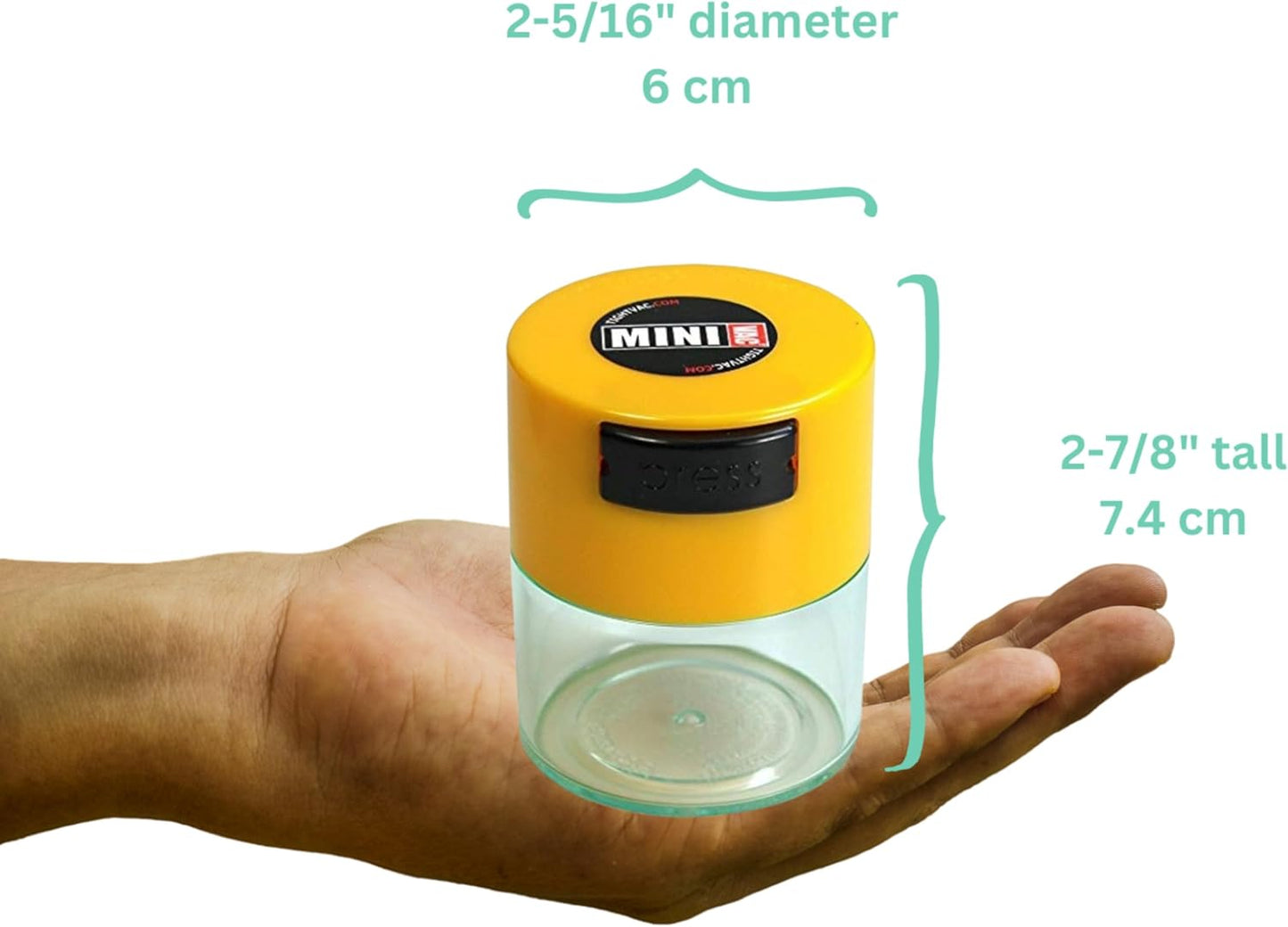 Minivac - 10g to 30 grams Airtight Multi-Use Vacuum Seal Portable Storage Container for Dry Goods, Food, and Herbs - Green Clear