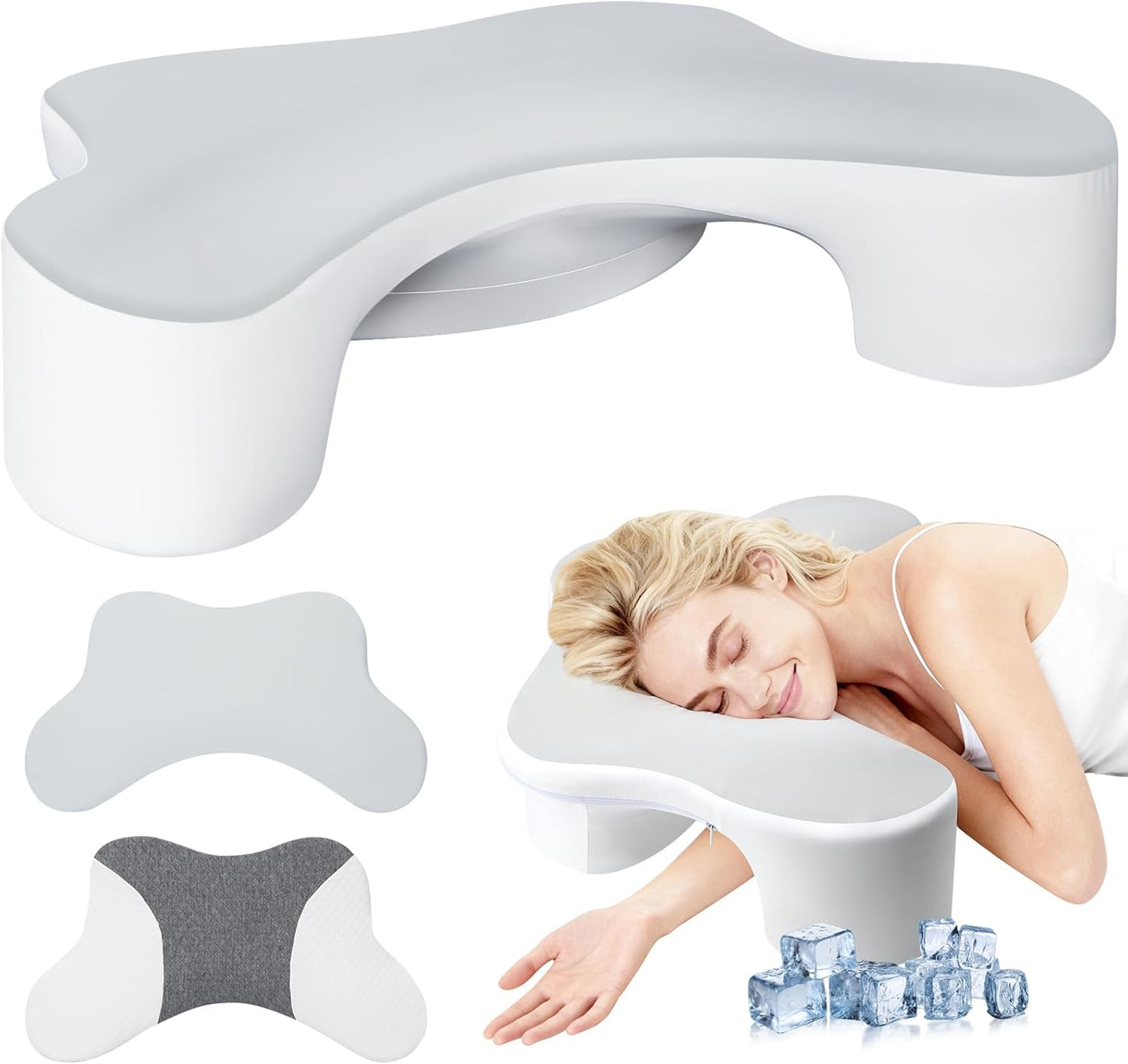 Side Sleeper Pillows with Arm Holes,Neck Support & Rotator Cuff Pain Relief | Memory Foam Shoulder Pillow for Side Sleepers, 2PCS Pillowcase, Ergonomic Knee, Leg, Arm Pillow for Adults