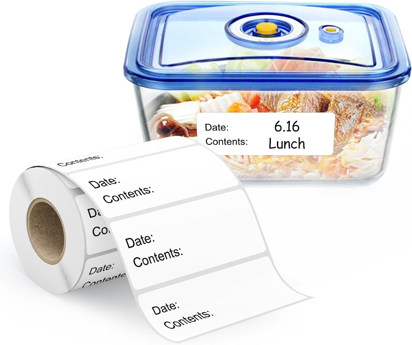 Kingtac 500pcs Food Freezer Labels, 1 x 3 Inch Removable for Food Containers, Mason Jar, No Residue Food Storage Labels Perfect for Kitchen Cannot be Torn