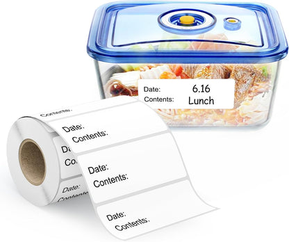 Kingtac 500pcs Food Freezer Labels, 1 x 3 Inch Removable for Food Containers, Mason Jar, No Residue Food Storage Labels Perfect for Kitchen Cannot be Torn